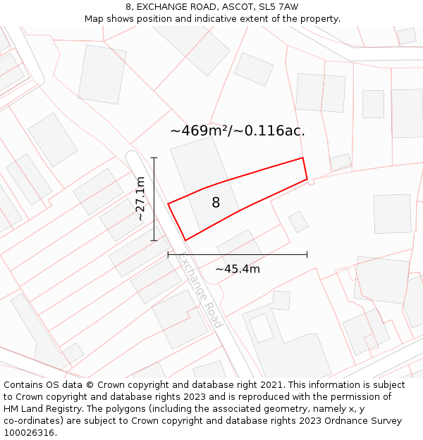 8, EXCHANGE ROAD, ASCOT, SL5 7AW: Plot and title map