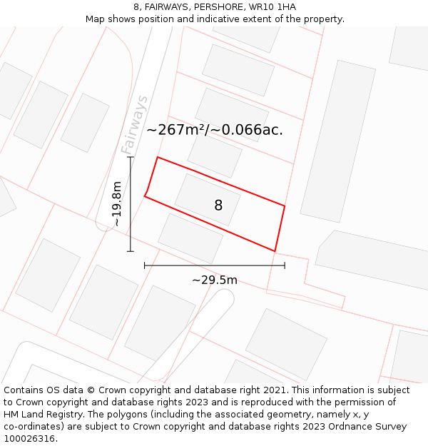 8, FAIRWAYS, PERSHORE, WR10 1HA: Plot and title map