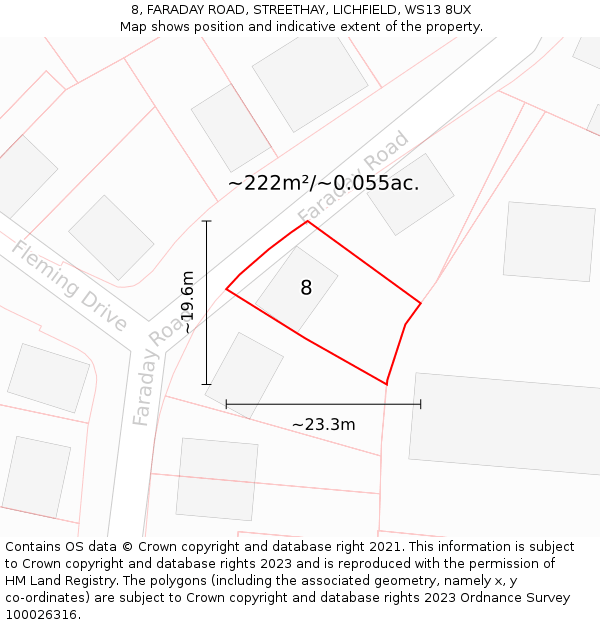 8, FARADAY ROAD, STREETHAY, LICHFIELD, WS13 8UX: Plot and title map