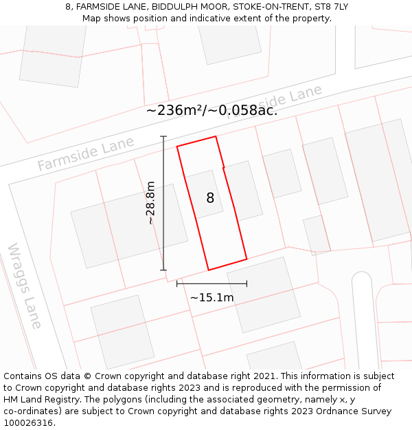 8, FARMSIDE LANE, BIDDULPH MOOR, STOKE-ON-TRENT, ST8 7LY: Plot and title map