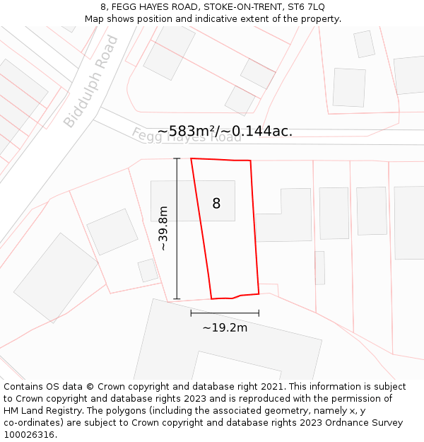 8, FEGG HAYES ROAD, STOKE-ON-TRENT, ST6 7LQ: Plot and title map