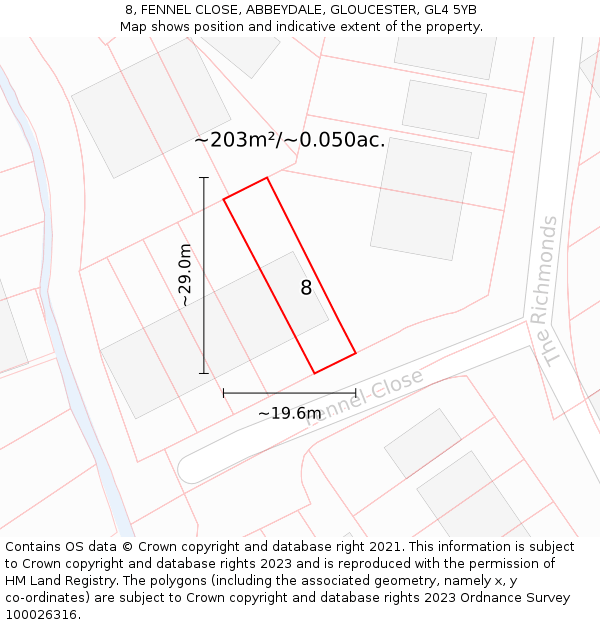 8, FENNEL CLOSE, ABBEYDALE, GLOUCESTER, GL4 5YB: Plot and title map