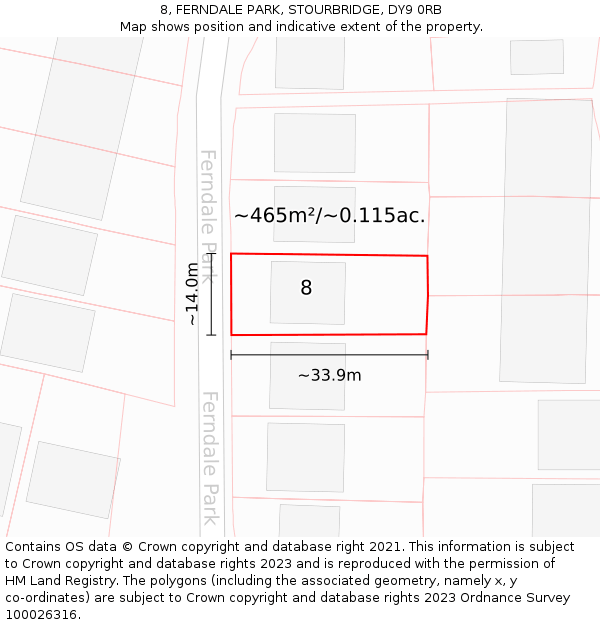 8, FERNDALE PARK, STOURBRIDGE, DY9 0RB: Plot and title map