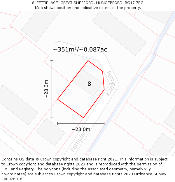 8, FETTIPLACE, GREAT SHEFFORD, HUNGERFORD, RG17 7EG: Plot and title map