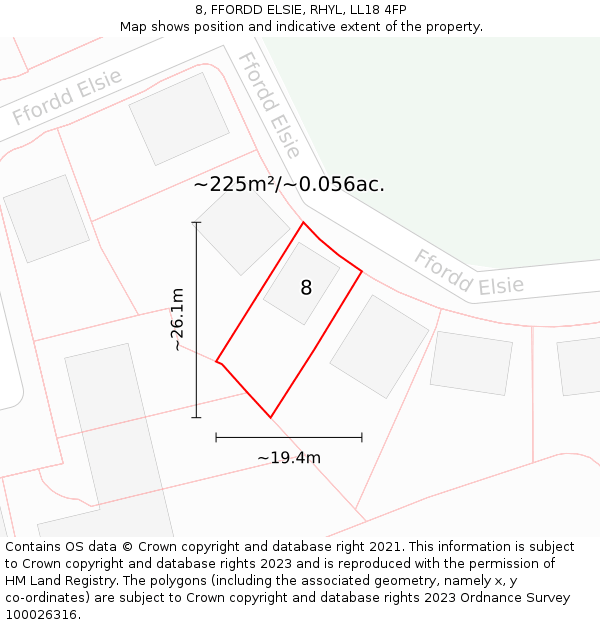 8, FFORDD ELSIE, RHYL, LL18 4FP: Plot and title map