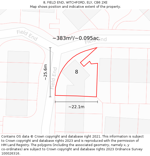 8, FIELD END, WITCHFORD, ELY, CB6 2XE: Plot and title map