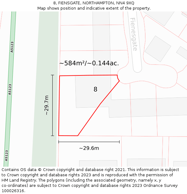 8, FIENSGATE, NORTHAMPTON, NN4 9XQ: Plot and title map