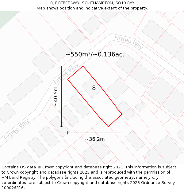 8, FIRTREE WAY, SOUTHAMPTON, SO19 8AY: Plot and title map