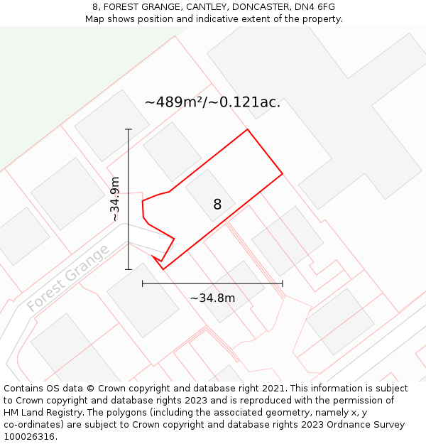 8, FOREST GRANGE, CANTLEY, DONCASTER, DN4 6FG: Plot and title map