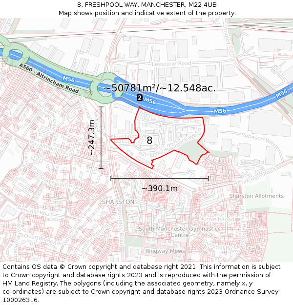 8, FRESHPOOL WAY, MANCHESTER, M22 4UB: Plot and title map