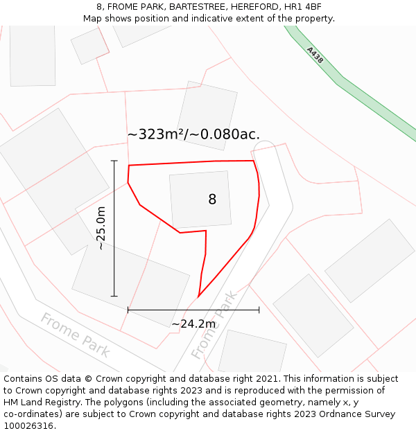 8, FROME PARK, BARTESTREE, HEREFORD, HR1 4BF: Plot and title map