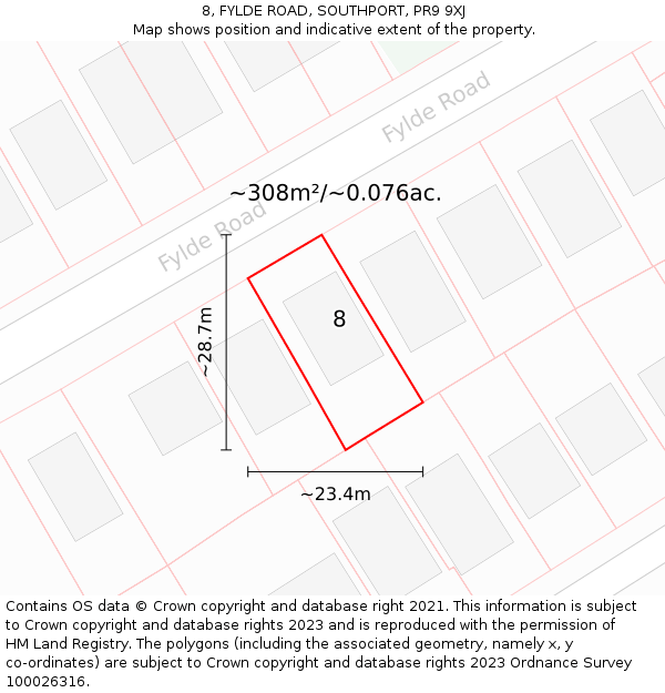 8, FYLDE ROAD, SOUTHPORT, PR9 9XJ: Plot and title map