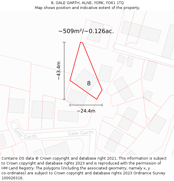 8, GALE GARTH, ALNE, YORK, YO61 1TQ: Plot and title map