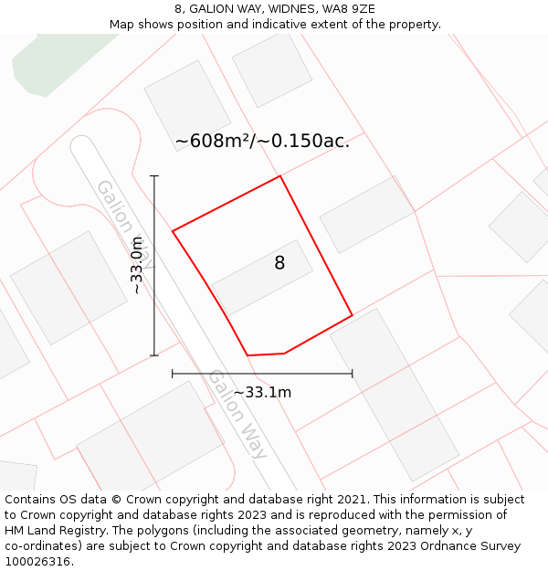 8, GALION WAY, WIDNES, WA8 9ZE: Plot and title map