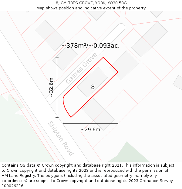 8, GALTRES GROVE, YORK, YO30 5RG: Plot and title map