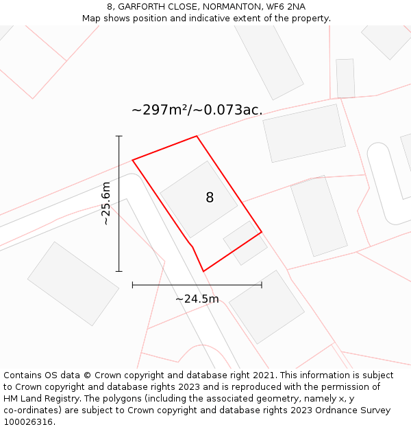 8, GARFORTH CLOSE, NORMANTON, WF6 2NA: Plot and title map