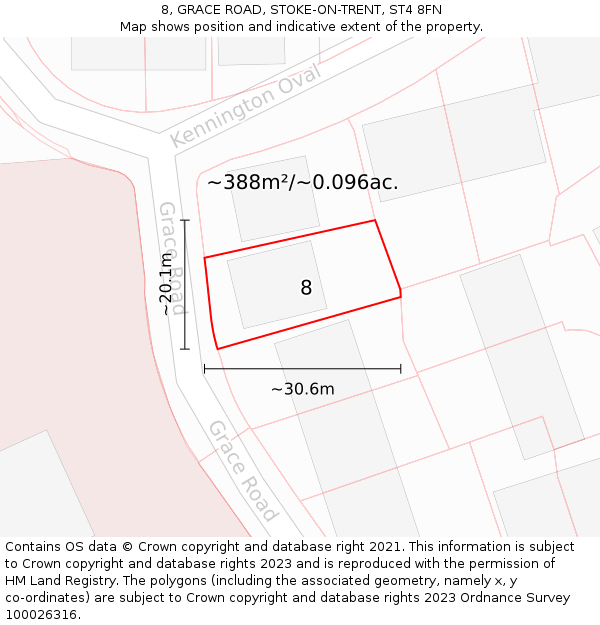 8, GRACE ROAD, STOKE-ON-TRENT, ST4 8FN: Plot and title map