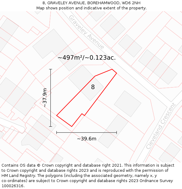 8, GRAVELEY AVENUE, BOREHAMWOOD, WD6 2NH: Plot and title map