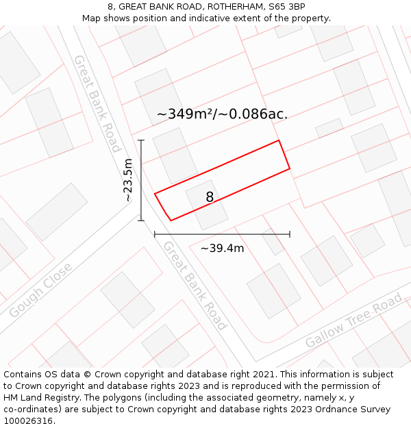 8, GREAT BANK ROAD, ROTHERHAM, S65 3BP: Plot and title map