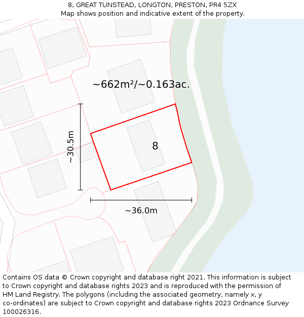 8, GREAT TUNSTEAD, LONGTON, PRESTON, PR4 5ZX: Plot and title map
