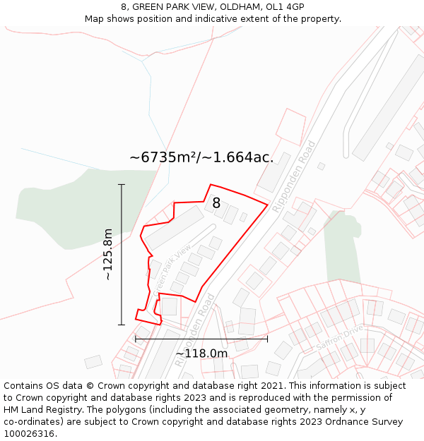 8, GREEN PARK VIEW, OLDHAM, OL1 4GP: Plot and title map