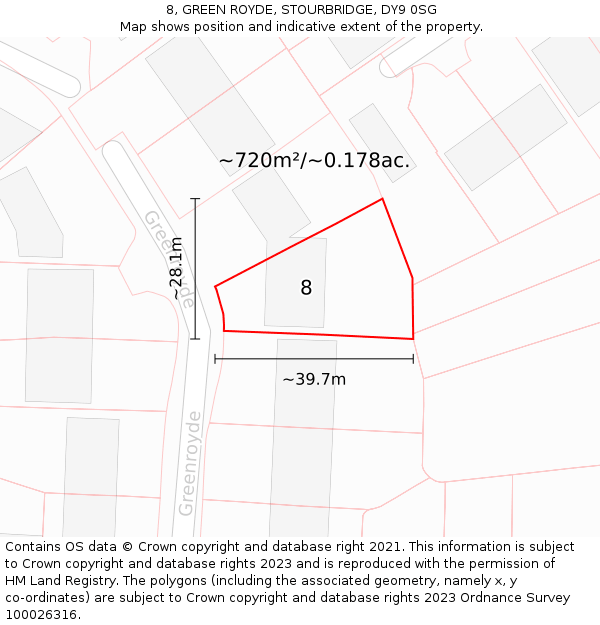 8, GREEN ROYDE, STOURBRIDGE, DY9 0SG: Plot and title map