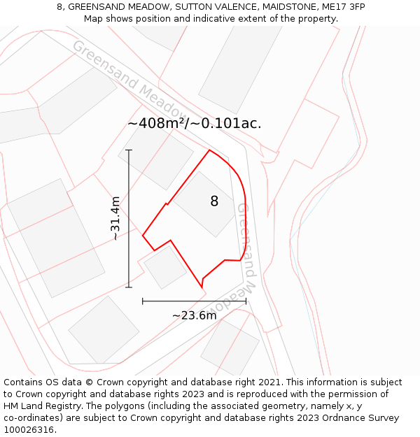 8, GREENSAND MEADOW, SUTTON VALENCE, MAIDSTONE, ME17 3FP: Plot and title map