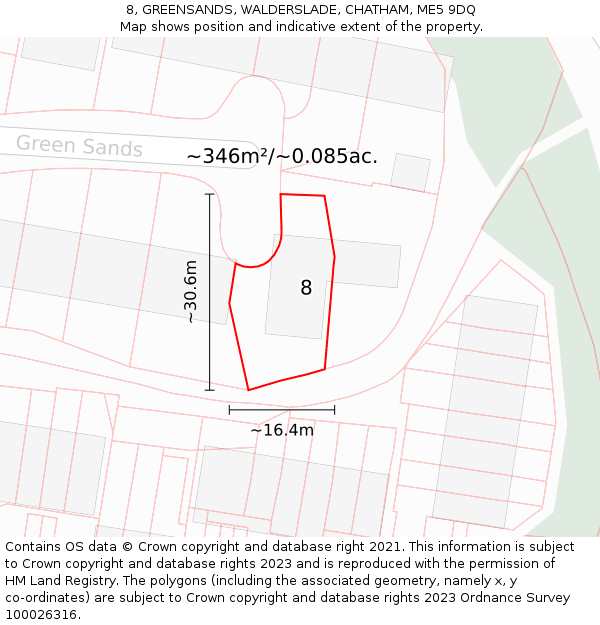 8, GREENSANDS, WALDERSLADE, CHATHAM, ME5 9DQ: Plot and title map