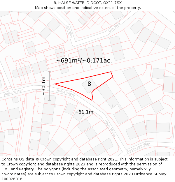 8, HALSE WATER, DIDCOT, OX11 7SX: Plot and title map