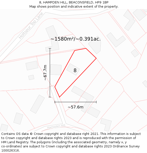 8, HAMPDEN HILL, BEACONSFIELD, HP9 1BP: Plot and title map