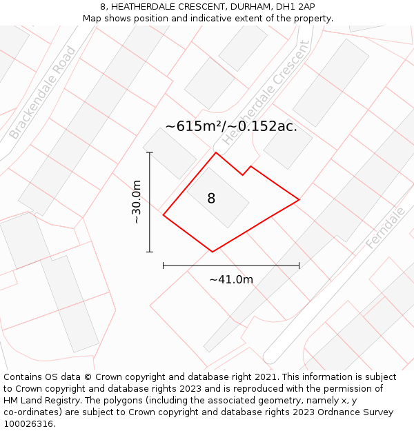 8, HEATHERDALE CRESCENT, DURHAM, DH1 2AP: Plot and title map