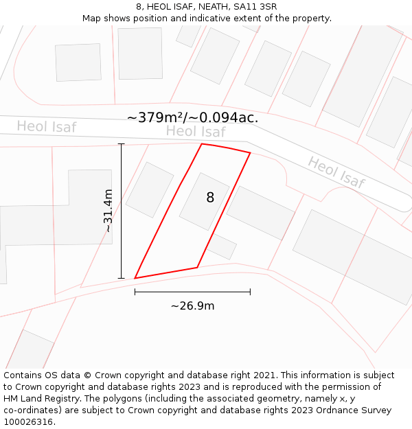 8, HEOL ISAF, NEATH, SA11 3SR: Plot and title map