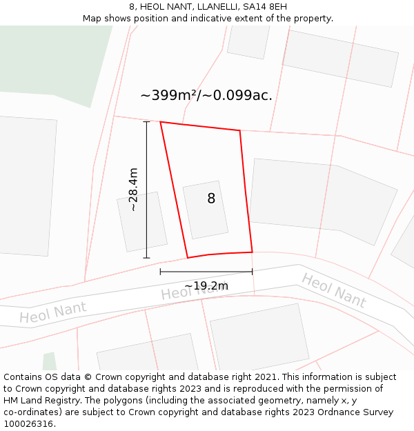 8, HEOL NANT, LLANELLI, SA14 8EH: Plot and title map