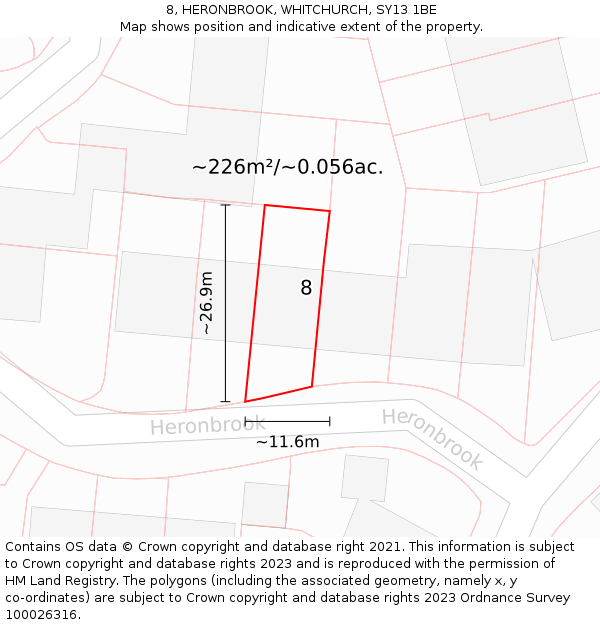 8, HERONBROOK, WHITCHURCH, SY13 1BE: Plot and title map