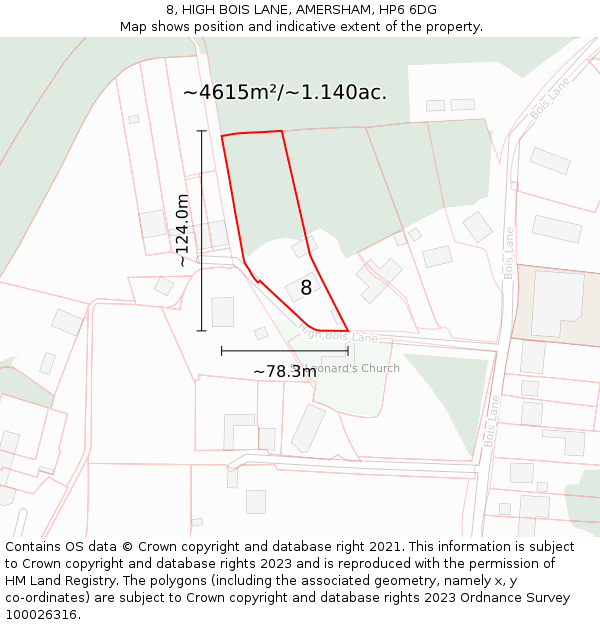 8, HIGH BOIS LANE, AMERSHAM, HP6 6DG: Plot and title map