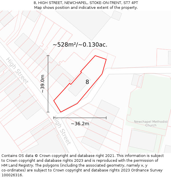 8, HIGH STREET, NEWCHAPEL, STOKE-ON-TRENT, ST7 4PT: Plot and title map