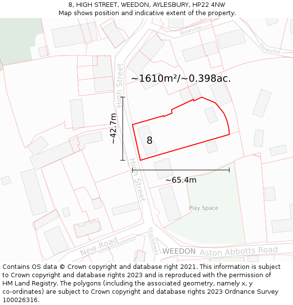 8, HIGH STREET, WEEDON, AYLESBURY, HP22 4NW: Plot and title map