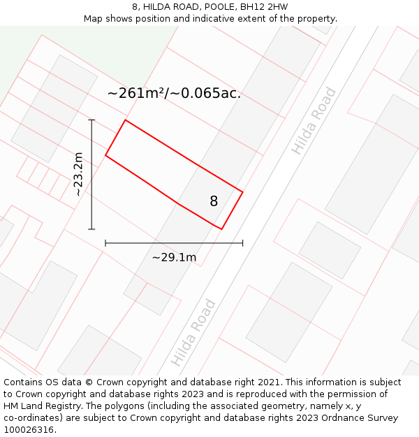 8, HILDA ROAD, POOLE, BH12 2HW: Plot and title map