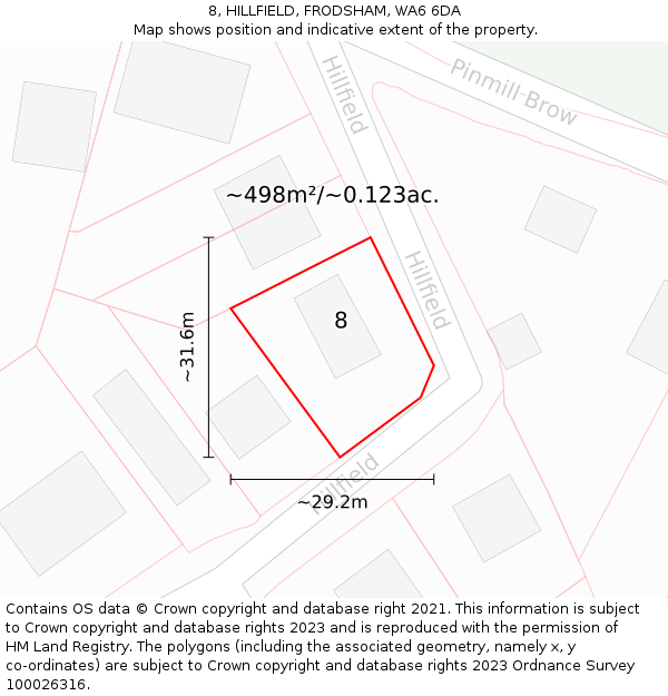 8, HILLFIELD, FRODSHAM, WA6 6DA: Plot and title map