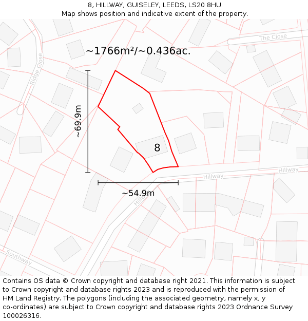 8, HILLWAY, GUISELEY, LEEDS, LS20 8HU: Plot and title map