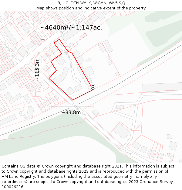 8, HOLDEN WALK, WIGAN, WN5 9JQ: Plot and title map