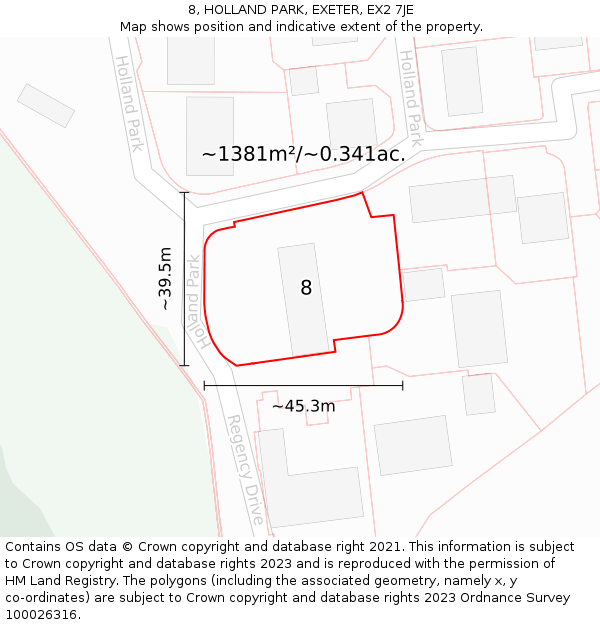 8, HOLLAND PARK, EXETER, EX2 7JE: Plot and title map