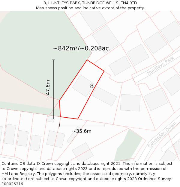 8, HUNTLEYS PARK, TUNBRIDGE WELLS, TN4 9TD: Plot and title map