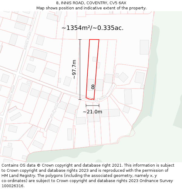 8, INNIS ROAD, COVENTRY, CV5 6AX: Plot and title map