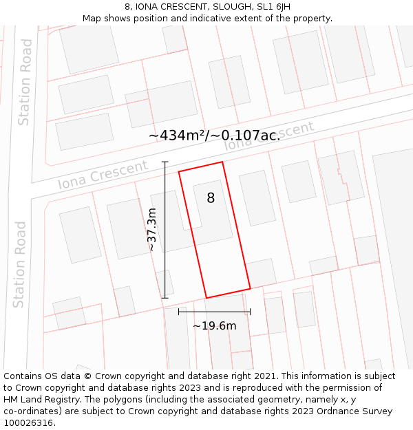 8, IONA CRESCENT, SLOUGH, SL1 6JH: Plot and title map