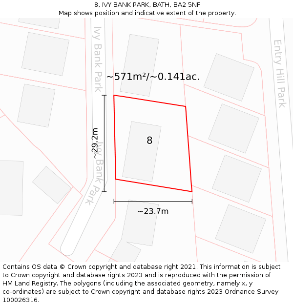 8, IVY BANK PARK, BATH, BA2 5NF: Plot and title map