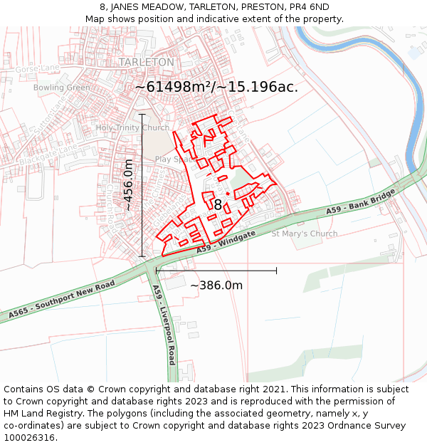 8, JANES MEADOW, TARLETON, PRESTON, PR4 6ND: Plot and title map