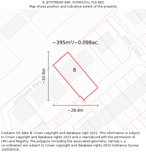 8, JETSTREAM WAY, PLYMOUTH, PL6 8ED: Plot and title map