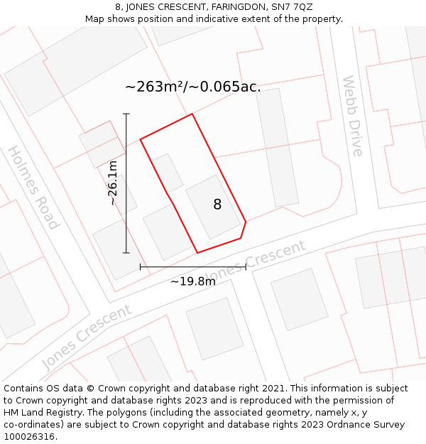 8, JONES CRESCENT, FARINGDON, SN7 7QZ: Plot and title map