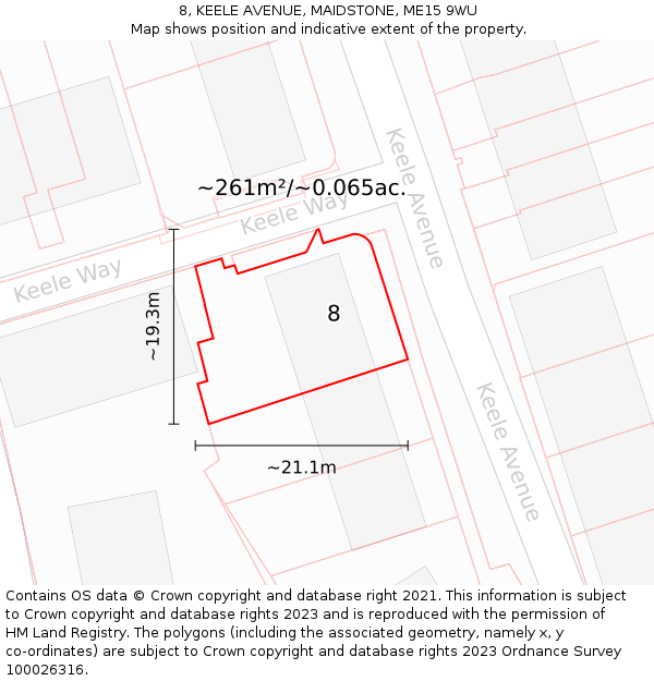 8, KEELE AVENUE, MAIDSTONE, ME15 9WU: Plot and title map